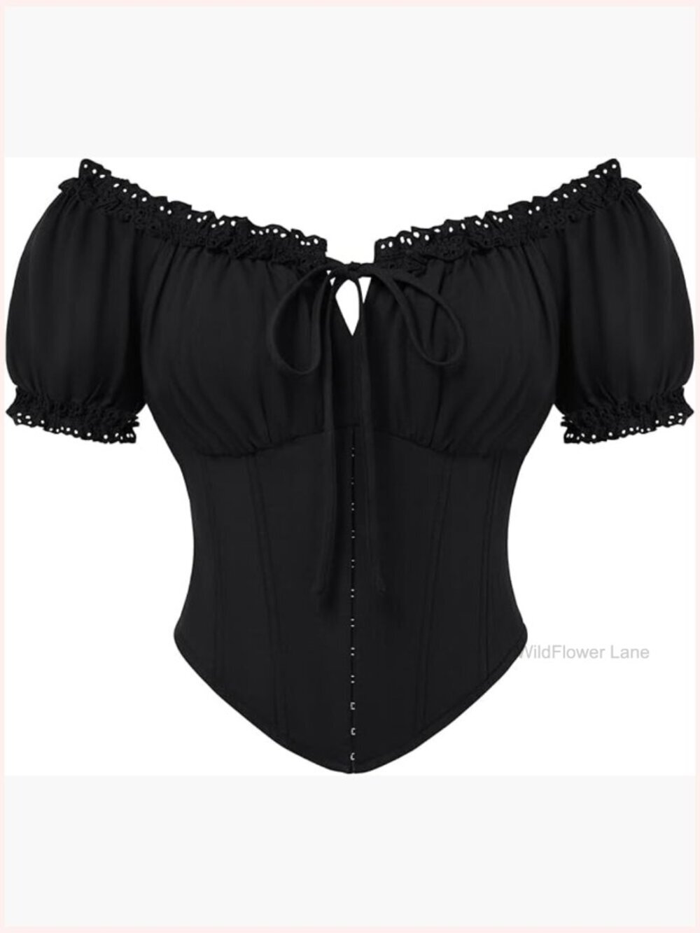 Women Off Shoulder Corset Blouse Renaissance Lace Top Square Neck